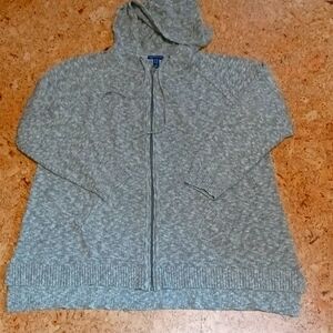 Isaac Mizrahi Green Knit Zip Hoodie Sweater Women's Size 1X NWOT